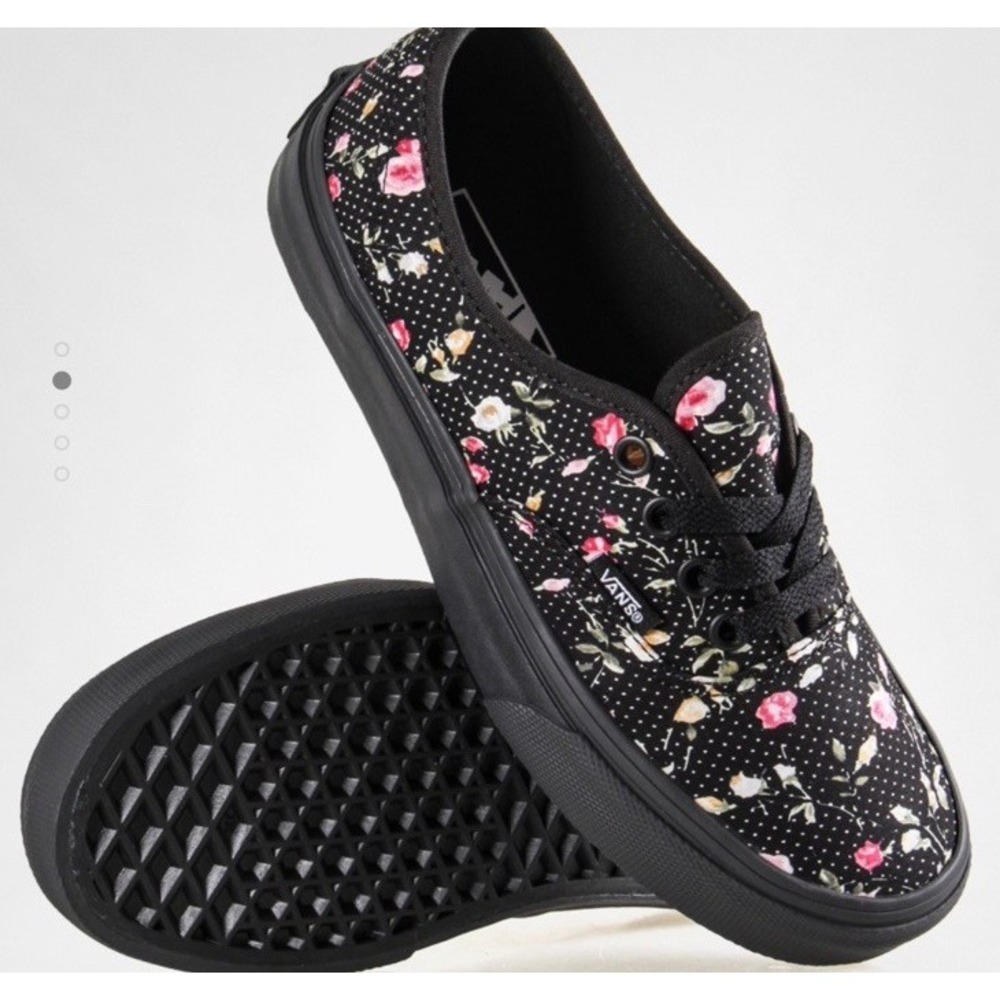 VANS Off The Wall Womens Floral Dots Shoes Black 6.5W 5M Sneakers Canvas Casual
